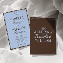Blaue und braune luxuriöse Hochzeitseinladung im S