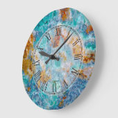 Blaue und braune Marmorsteinmuster Große Wanduhr (Winkel)