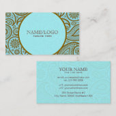 Blaue und braune Paisley-Retro-Muster Visitenkarte (Vorne/Hinten)