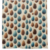 Blaue und braune Pinecone Wintermuster Duschvorhang (Vorderseite)