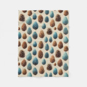 Blaue und braune Pinecone Wintermuster Fleecedecke (Vorderseite)