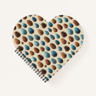 Blaue und braune Pinecone Wintermuster Notizblock