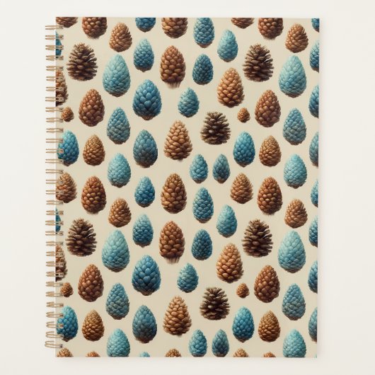 Blaue und braune Pinecone Wintermuster Planer (Vorderseite)
