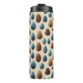 Blaue und braune Pinecone Wintermuster Thermosbecher (Vorderseite)