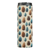 Blaue und braune Pinecone Wintermuster Thermosbecher (Rückseite)