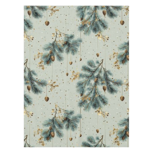 Blaue und braune Pinecone Wintermuster Tischdecke (Vorderseite)