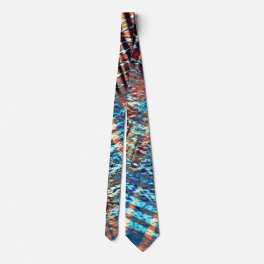 Blaue und braune Schlaganfälle rustikal in seidig Krawatte (Rückseite)