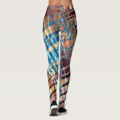 Blaue und braune Schlaganfälle rustikal in seidig  Leggings (Rückseite)
