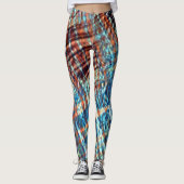 Blaue und braune Schlaganfälle rustikal in seidig  Leggings (Vorderseite)