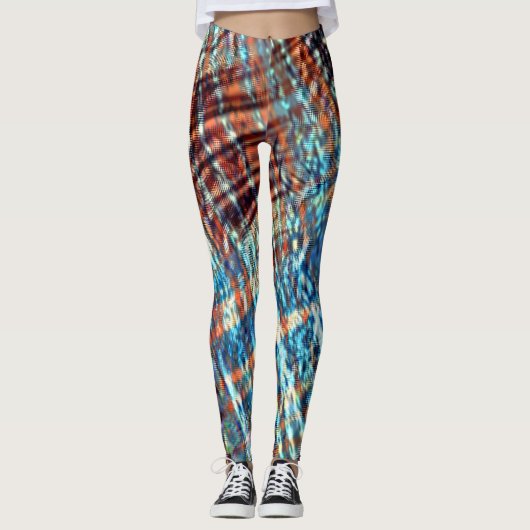 Blaue und braune Schlaganfälle rustikal in seidig  Leggings (Vorderseite)