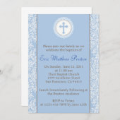 Blaue und braune Taufe/Weihnachts-Einladung Einladung (Vorne/Hinten)