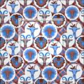 Blaue und braune Ziegen - GetYerGoat™ Stoff (Kachel)