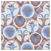 Blaue und braune Ziegen - GetYerGoat™ Stoff (Nahaufnahme)