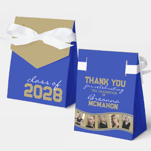 Blaue und Bronze-Gold-Fotocollage-Filmstreifen Geschenkschachtel