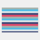 Blaue und Burgunder Streifen Geschenkpapier Set (Vorderseite 2)