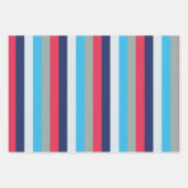 Blaue und Burgunder Streifen Geschenkpapier Set (Vorderseite)