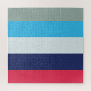 Blaue und Burgunder Streifen Puzzle