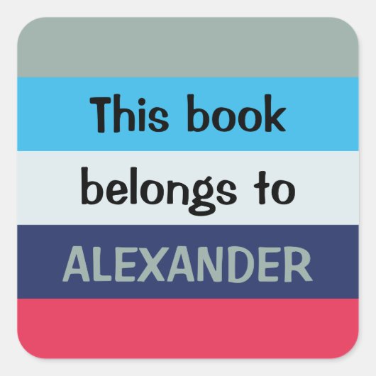 Blaue und Burgunder Streifen Quadratischer Aufkleber (Vorderseite)