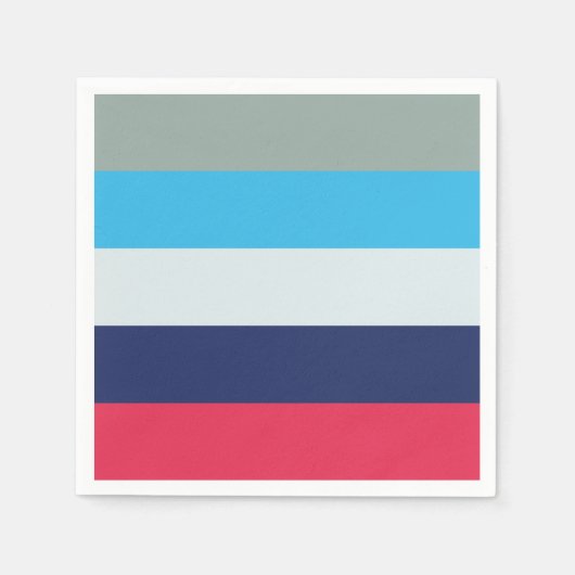 Blaue und Burgunder Streifen Serviette (Vorderseite)