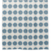 Blaue und cremefarbene Daisy Duschvorhang (Vorderseite)