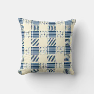 Blaue und cremefarbene Karos Kissen