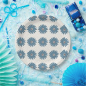 Blaue und cremefarbene Margerite Pappteller (Party)