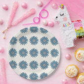 Blaue und cremefarbene Margerite Pappteller (Party)