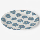 Blaue und cremefarbene Margerite Pappteller (Schrägansicht)