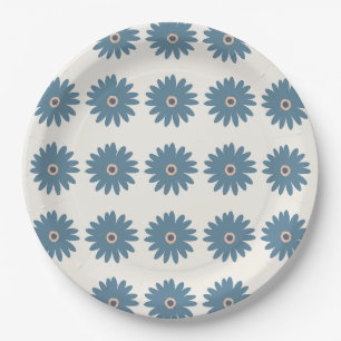 Blaue und cremefarbene Margerite Pappteller