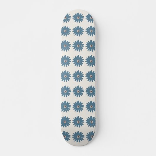 Blaue und cremefarbene Margerite Skateboard (Vorne)