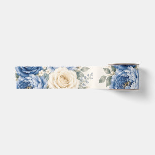 Blaue und cremefarbene Rosen Hochzeit Satinband