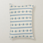 Blaue und cremefarbene Streifen und Blumen Dekokissen (Vorderseite(Vertikal))