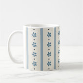 Blaue und cremefarbene Streifen und Blumen Kaffeetasse (Links)