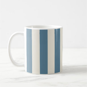 Blaue und cremefarbene vertikale Streifen Kaffeetasse
