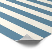 Blaue und cremefarbene vertikale Streifen Poster (Ecke)