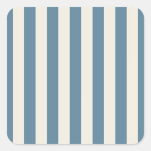 Blaue und cremefarbene vertikale Streifen Quadratischer Aufkleber
