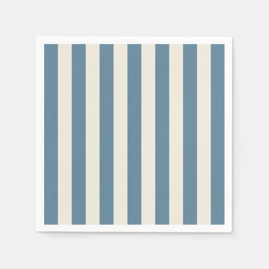 Blaue und cremefarbene vertikale Streifen Serviette (Vorderseite)