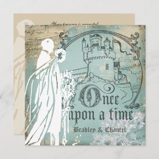 Blaue und Elfenbein-einst Einladung (Vorne/Hinten)