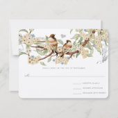 Blaue und Elfenbein Vintage Liebesvögel Hochzeitsr RSVP Karte (Rückseite)