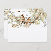 Blaue und Elfenbein Vintage Liebesvögel Hochzeitsr RSVP Karte (Vorne/Hinten)