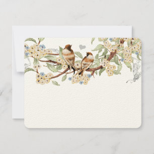 Blaue und Elfenbein Vintage Liebesvögel Hochzeitsr RSVP Karte