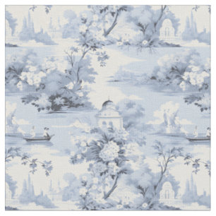 Blaue und Elfenbeinlandschaft Stoff