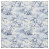 Blaue und Elfenbeinlandschaft Stoff (Muster)