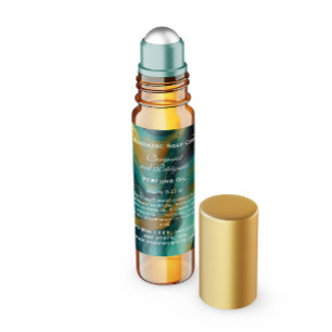 Blaue und falsche goldene Parfüm-Rollerflasche Quadratischer Aufkleber