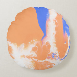 BLAUE UND GELBE ABSTRAKTE MALEREI RUNDES KISSEN
