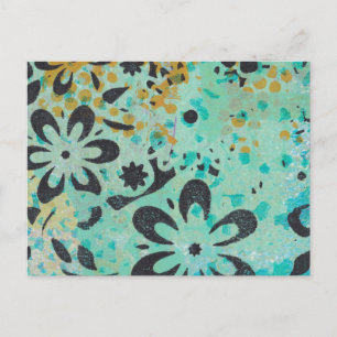 Blaue und gelbe abstrakte Postkarte