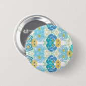 Blaue und gelbe Aquarell-Blumen Button (Vorne & Hinten)