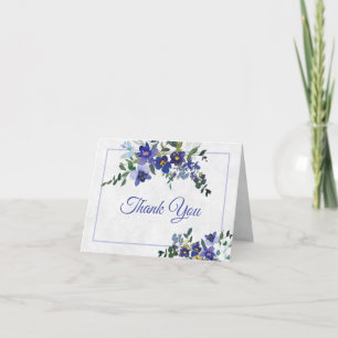 Blaue und gelbe Aquarell-Blumen-Hochzeits-Dankesch Dankeskarte