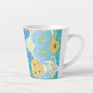 Blaue und gelbe Aquarell-Blumen Milchtasse