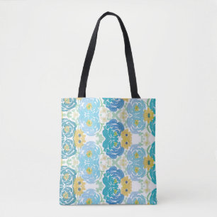 Blaue und gelbe Aquarell-Blumen Tasche